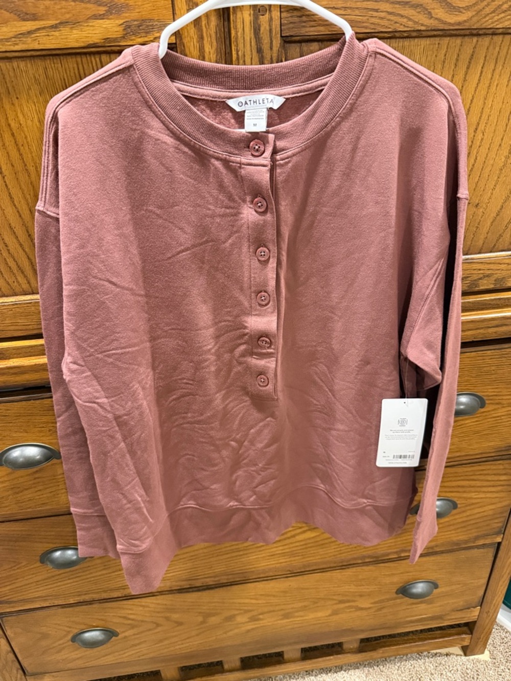 Athleta Dusty Rose Balance Henley Button Pullover 🌺NWT super soft!!